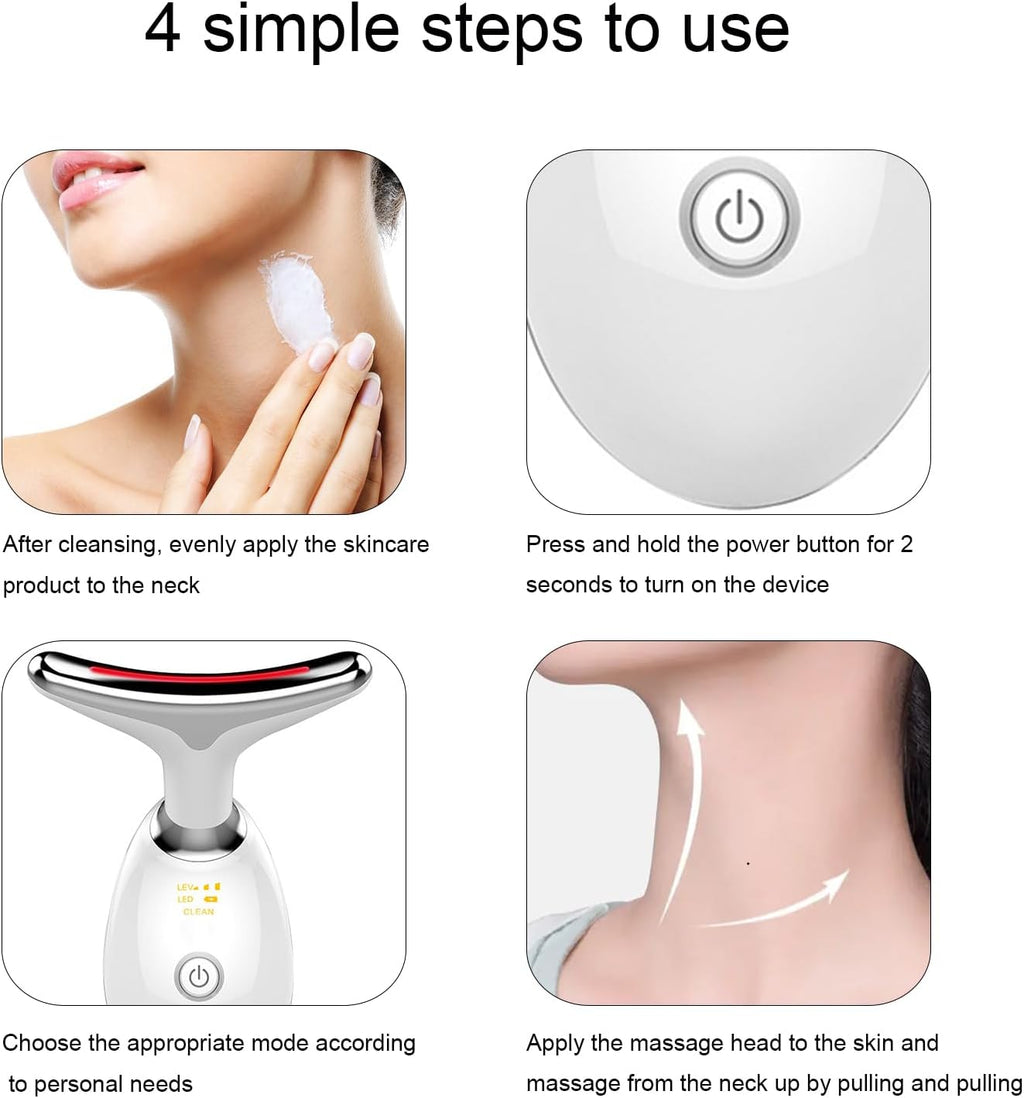3-In-1 Beauty Device,Facial and Neck Massager,Multifunctional Skin Care Tools, White