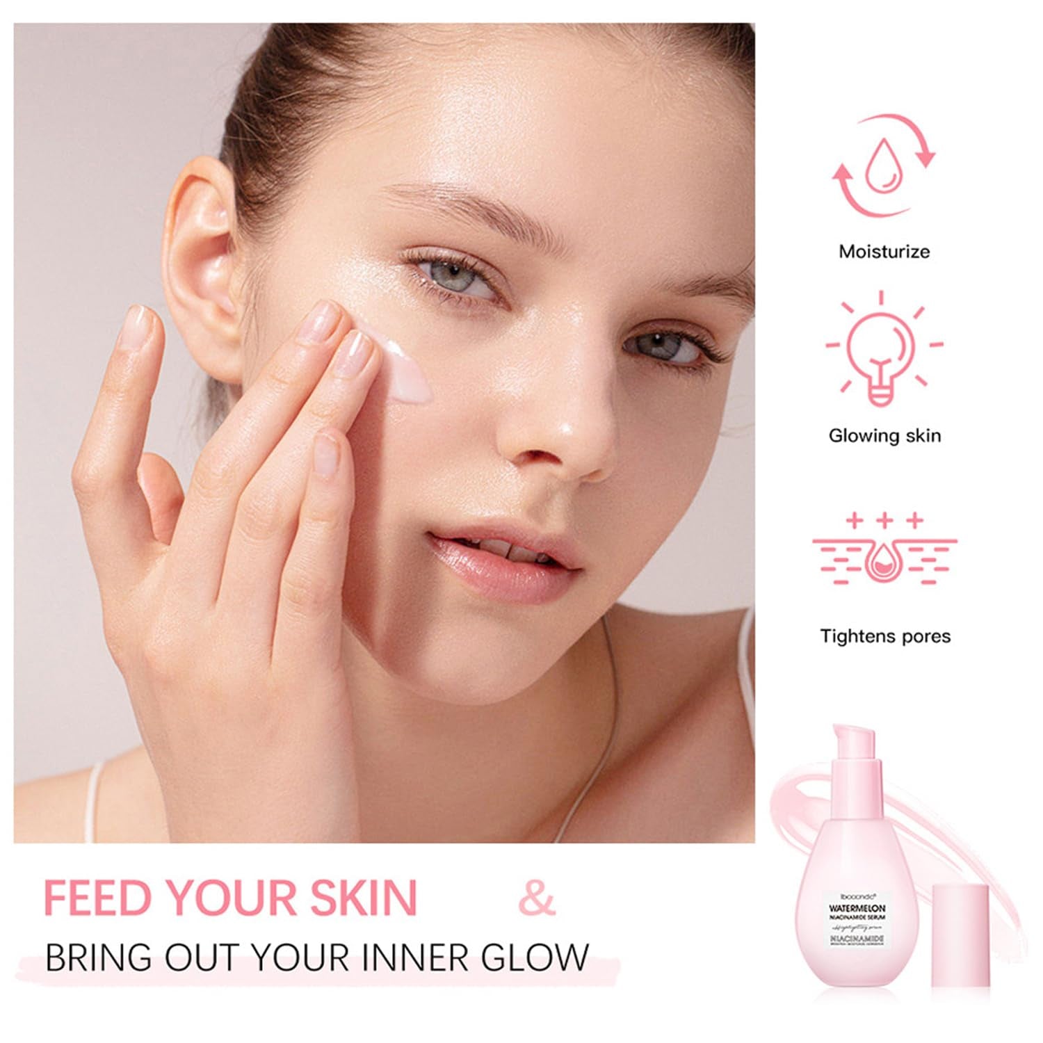 Watermelon Niacinamide Serum for Brightening, Glowing Skin, Improving Skin Smoothness, Lightweight Priming Liquid Highlighter, Foundation Makeup Primer (75Ml)