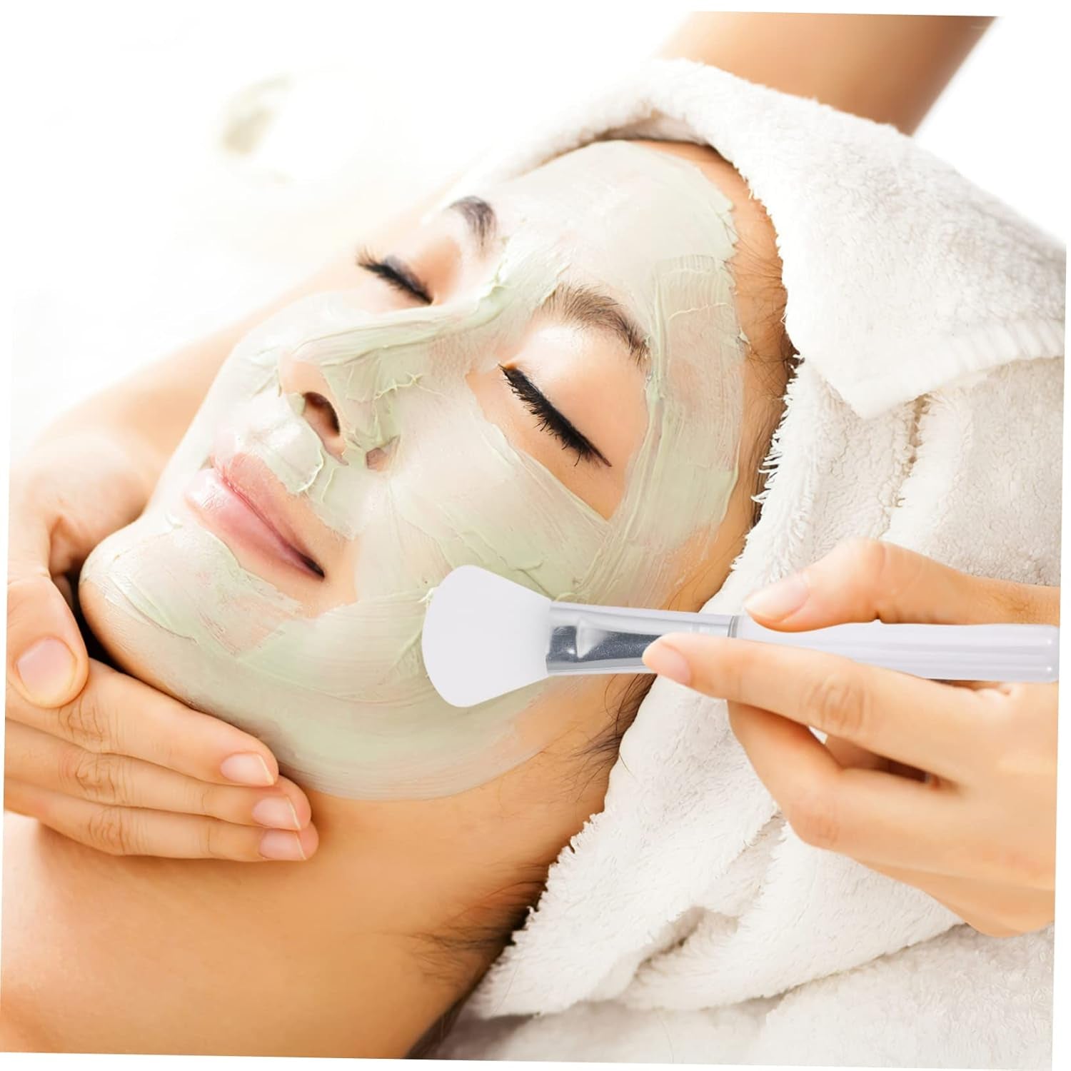 5Pcs Silicone Facial Mask Applicator Transparent Crystal Handle Face Mask Brush for Even Application of Mud Easy to Clean Lightweight and Portable for Skincare