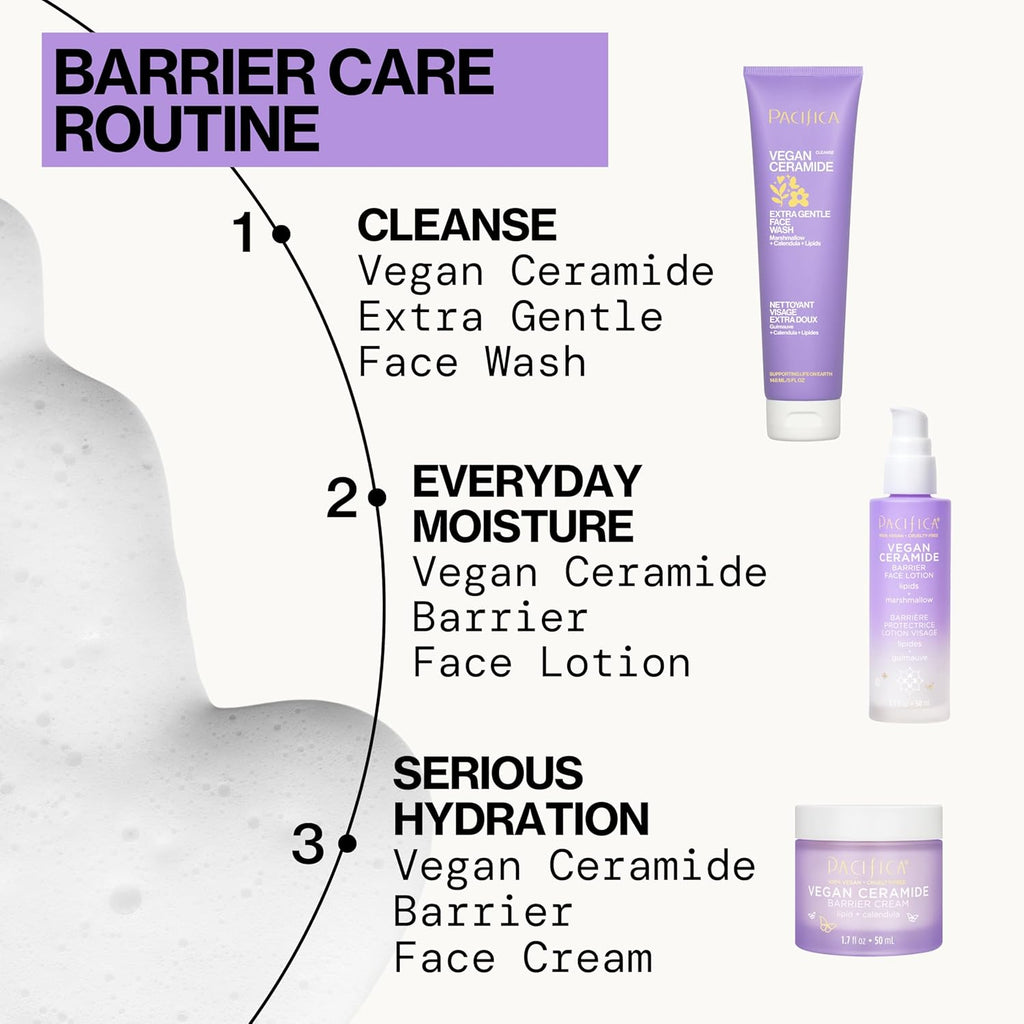 Face Wash for Sensitive Skin Facial Cleanser Vegan Ceramide Barrier Repair Extra Gentle for Daily Fragrance Free for Sensitive Skin, Clean Beauty, Vegan & Cruelty-Free Dermatologist Tested
