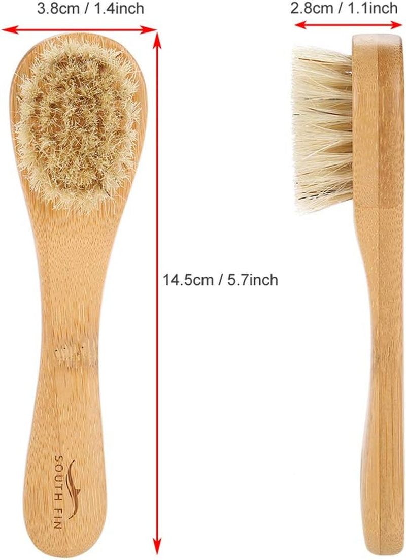 Facial Cleansing Brush, Wooden Handle Face Cleaning Brush Manual Skin Care Exfoliation Brush