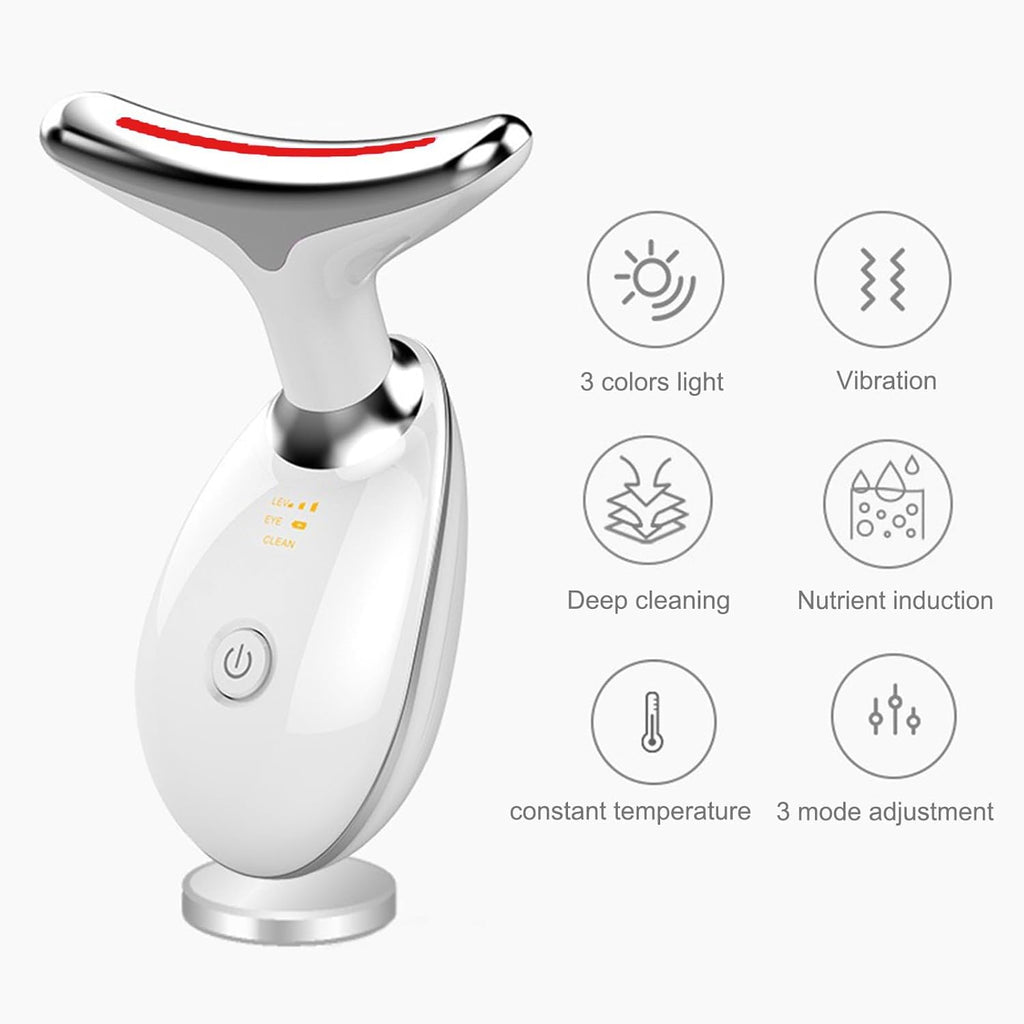 3-In-1 Beauty Device,Facial and Neck Massager,Multifunctional Skin Care Tools, White
