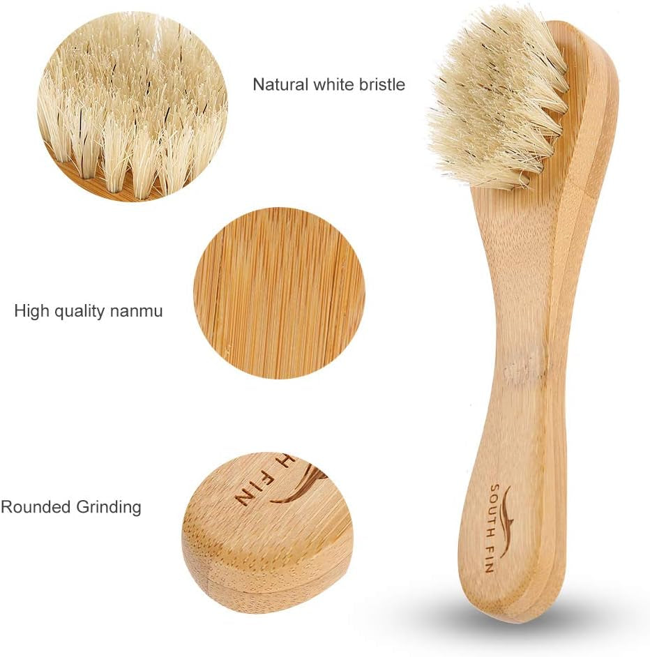 Facial Cleansing Brush, Wooden Handle Face Cleaning Brush Manual Skin Care Exfoliation Brush