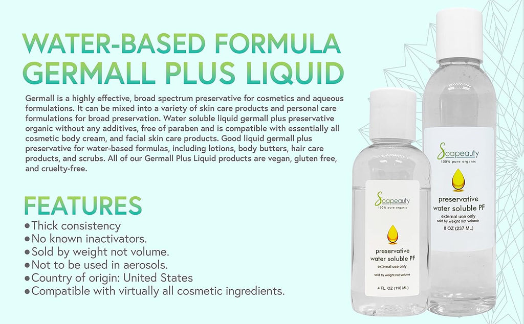 Germall plus Liquid Preservative - Water Soluble Natural Preservative for Skin Products - Germall plus Preservative for Cosmetics & Self Care Body Lotion (2 OZ)