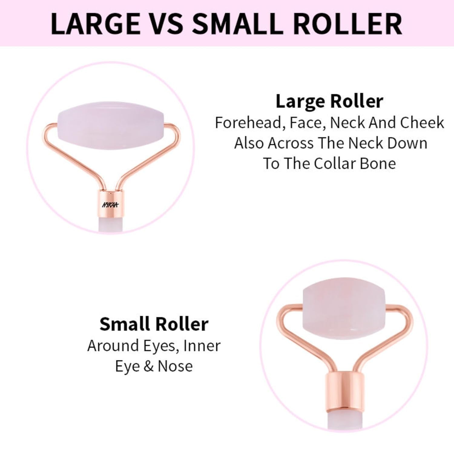 Face Massage Rollers - Enhances Glow and Firms Skin - Helps Absorb Facial Products - Releases Tension - Rose Quartz - 1 Pc