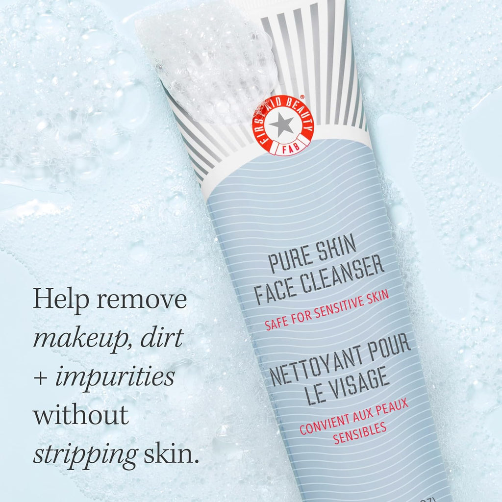 Pure Skin Face Cleanser, Sensitive Skin Cream Cleanser with Antioxidant Booster, 5 Oz.