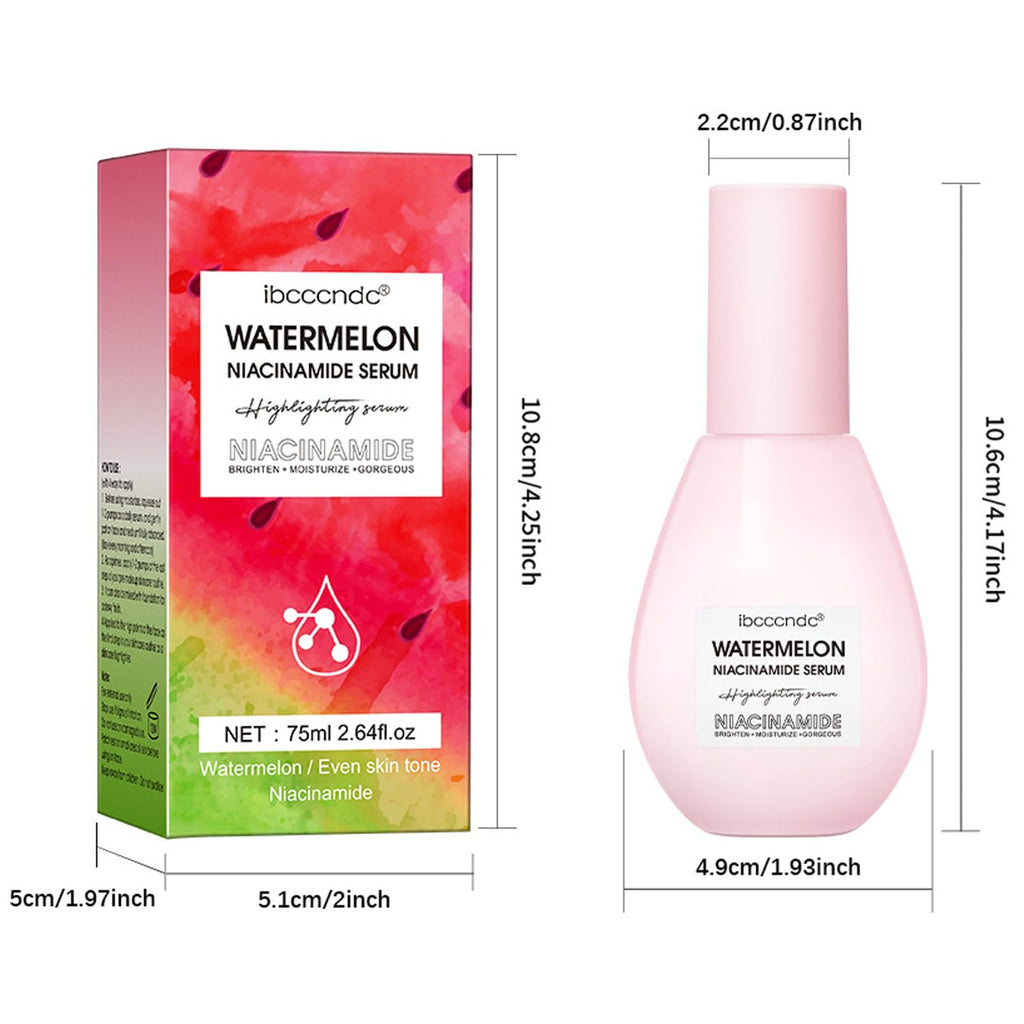 Watermelon Niacinamide Serum for Brightening, Glowing Skin, Improving Skin Smoothness, Lightweight Priming Liquid Highlighter, Foundation Makeup Primer (75Ml)