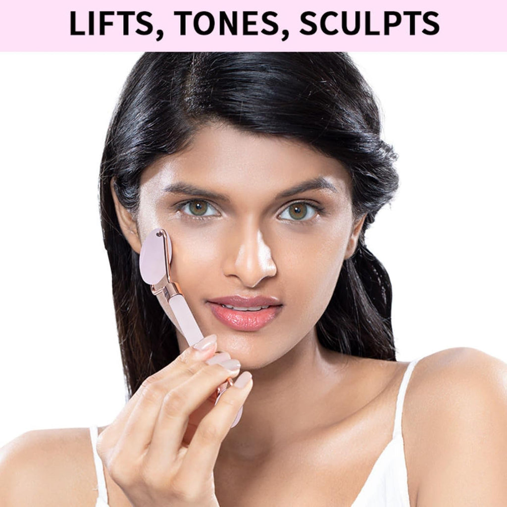 Face Massage Rollers - Enhances Glow and Firms Skin - Helps Absorb Facial Products - Releases Tension - Rose Quartz - 1 Pc