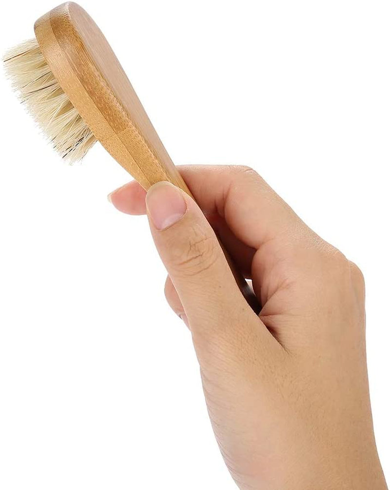 Facial Cleansing Brush, Wooden Handle Face Cleaning Brush Manual Skin Care Exfoliation Brush