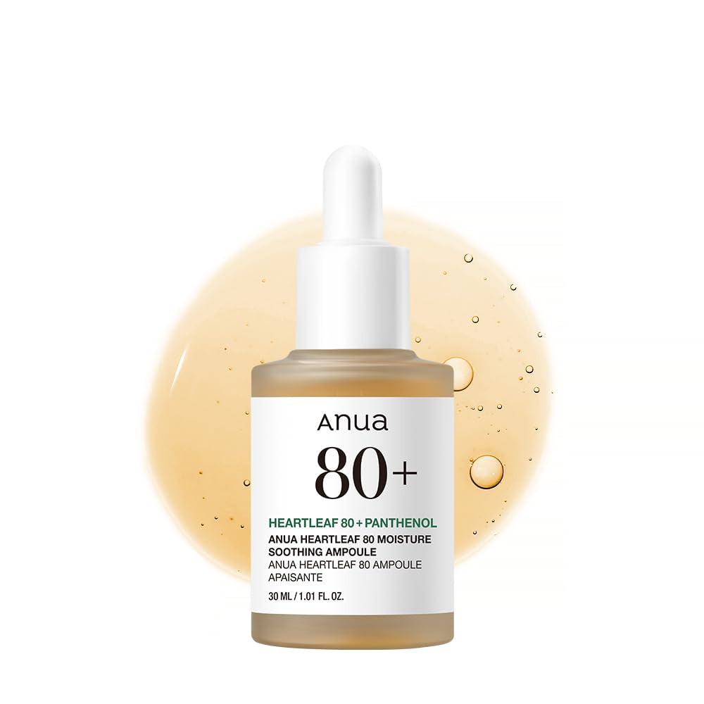 Heartleaf 80 Soothing Ampoule, Hydration Facial Serum for Glass Skin, Panthenol, Hyaluronic Acid, Non-Greasy, Gentle Formula, Lightweight Essence, Vegan, Korean Skin Care, 30Ml/1.01 Fl.Oz