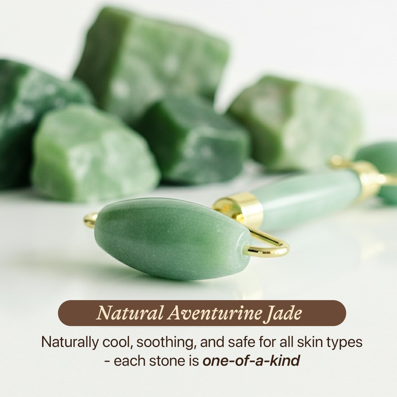 Jade Roller for Face - Smoothes Fine Lines & Wrinkles, Face Massager Skin Care Tools with Small Eye Roller for Puffy Eyes, De-Puffing & Firming Facial Tool, Self Care Gifts for Women