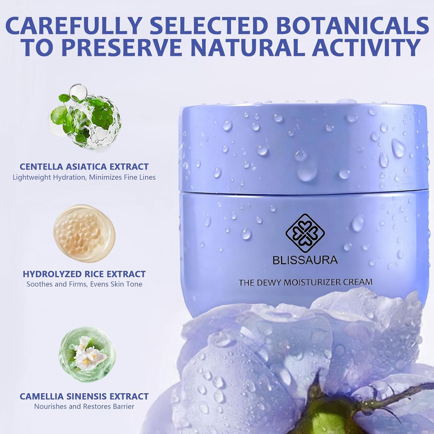 Dewy Skin Cream, Hydrating Face Moisturizer for Dry & Dull Skin, Long-Lasting Hydration Facial Cream, Lightweight Non-Greasy Formula, Plumps & Smooths Skin, Daily Skincare for All Skin Types