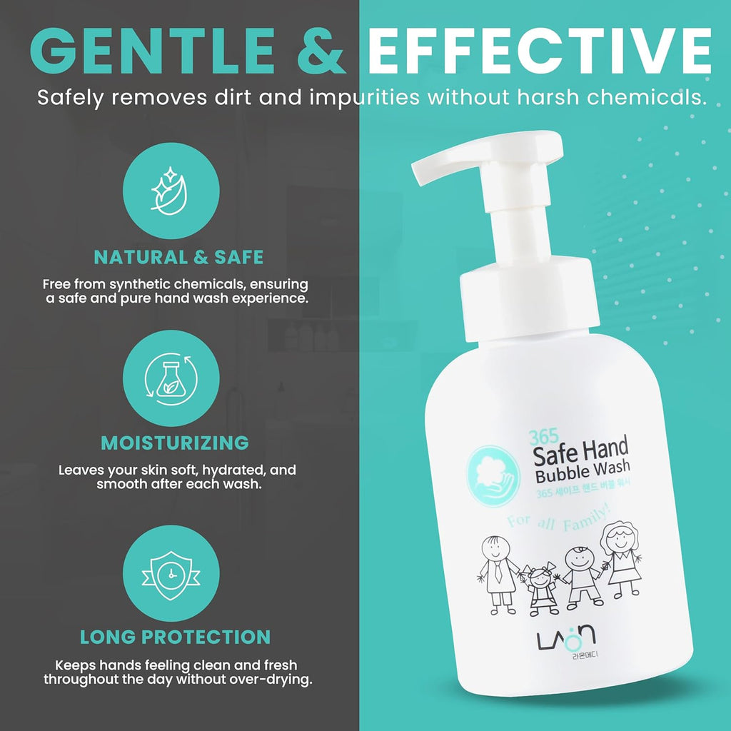 Safe Hand Bubble Wash for All Skin Types 500 Ml Korean Skin Care Made, 17 Fl Oz