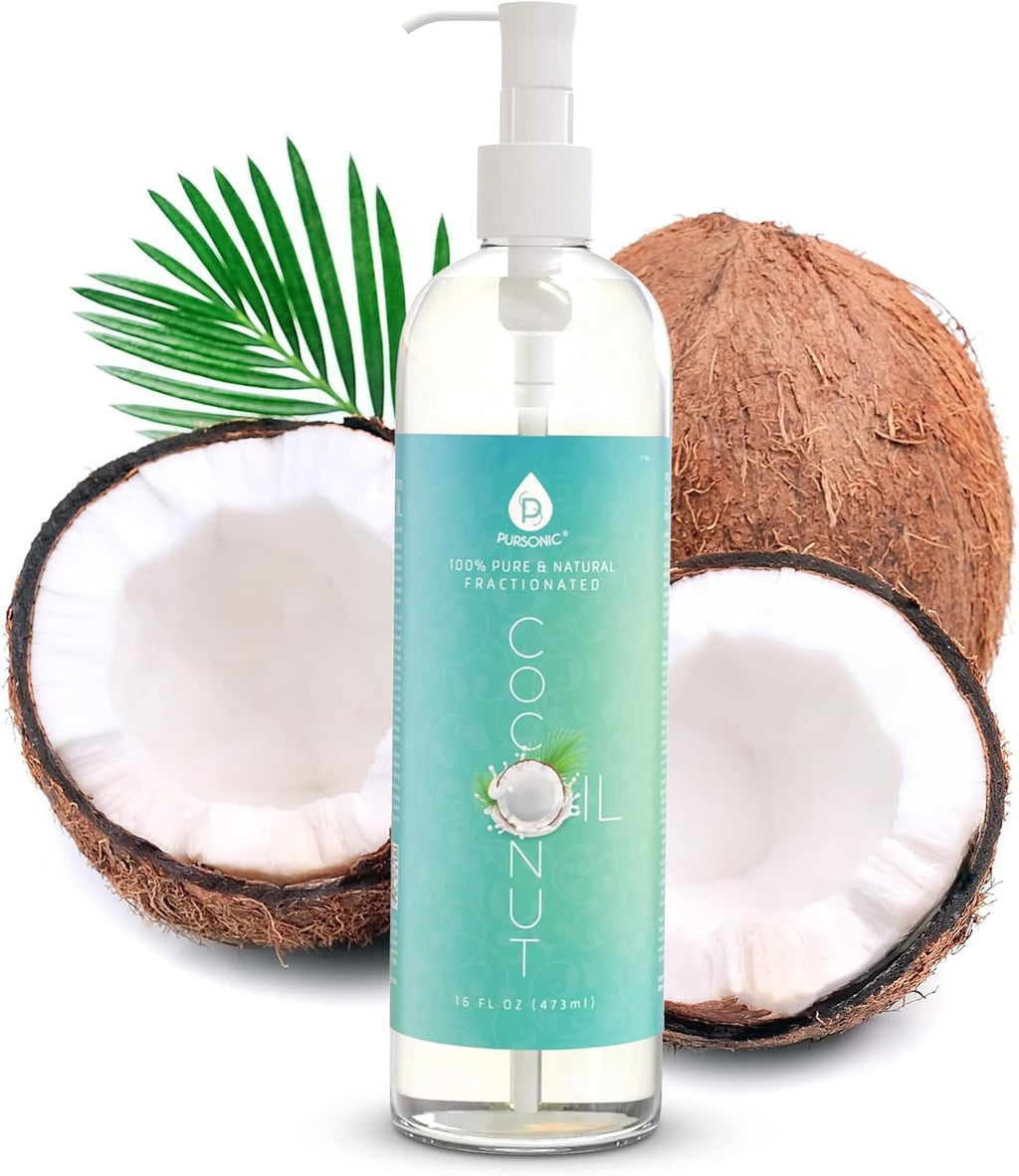 Pure Unscented Fractionated Coconut Oil - 16 Oz Multipurpose Oil for Skin, Hair, Body Massage & Makeup Removal - Carrier Oil for Essential Oils and Aromatherapy