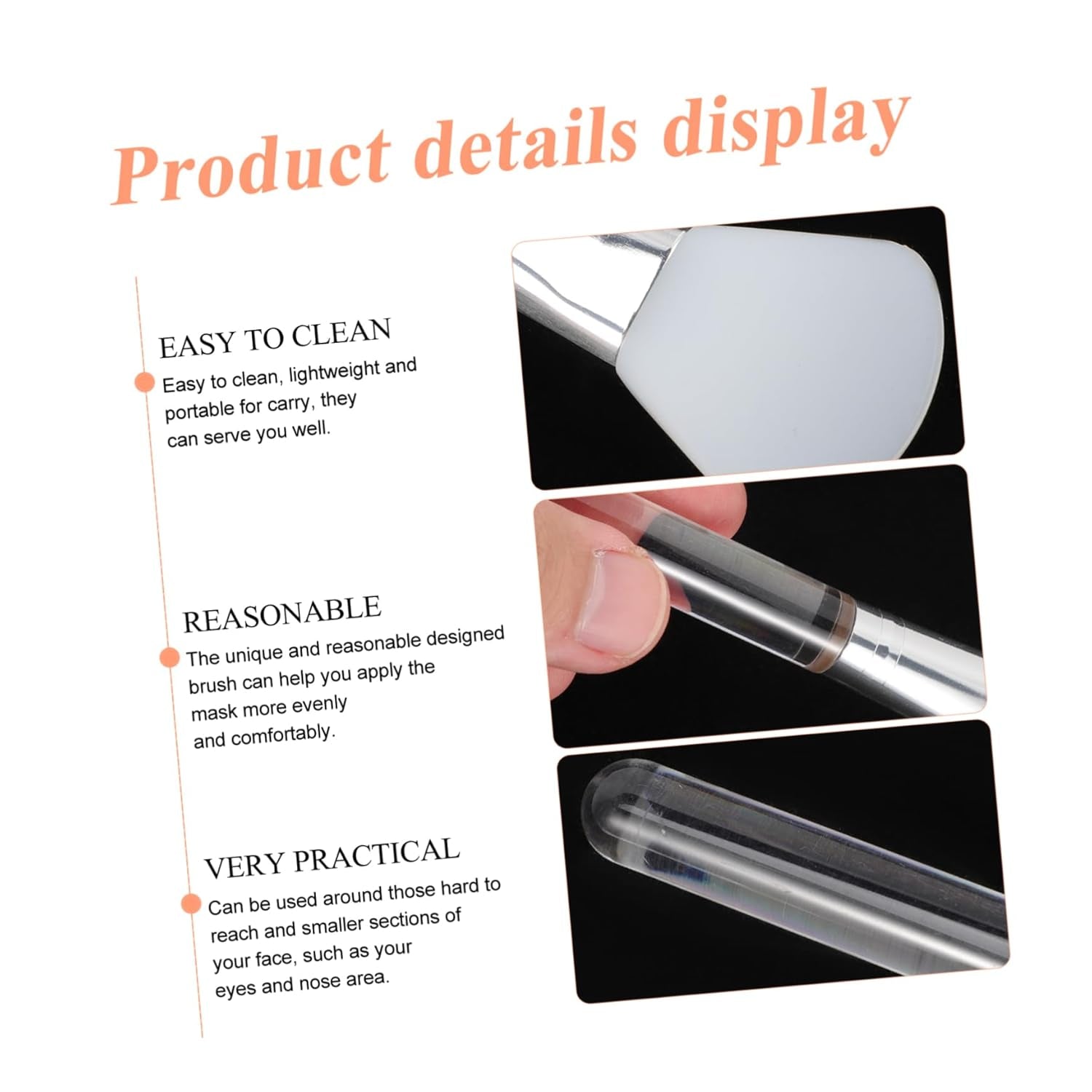 5Pcs Silicone Facial Mask Applicator Transparent Crystal Handle Face Mask Brush for Even Application of Mud Easy to Clean Lightweight and Portable for Skincare