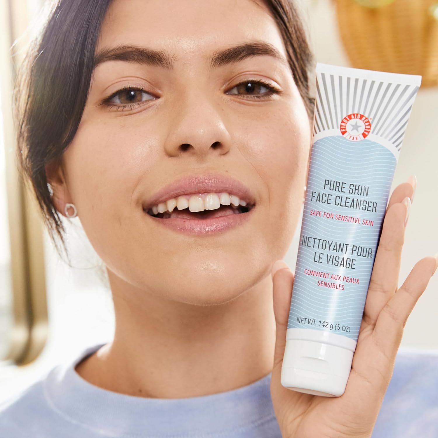 Pure Skin Face Cleanser, Sensitive Skin Cream Cleanser with Antioxidant Booster, 5 Oz.