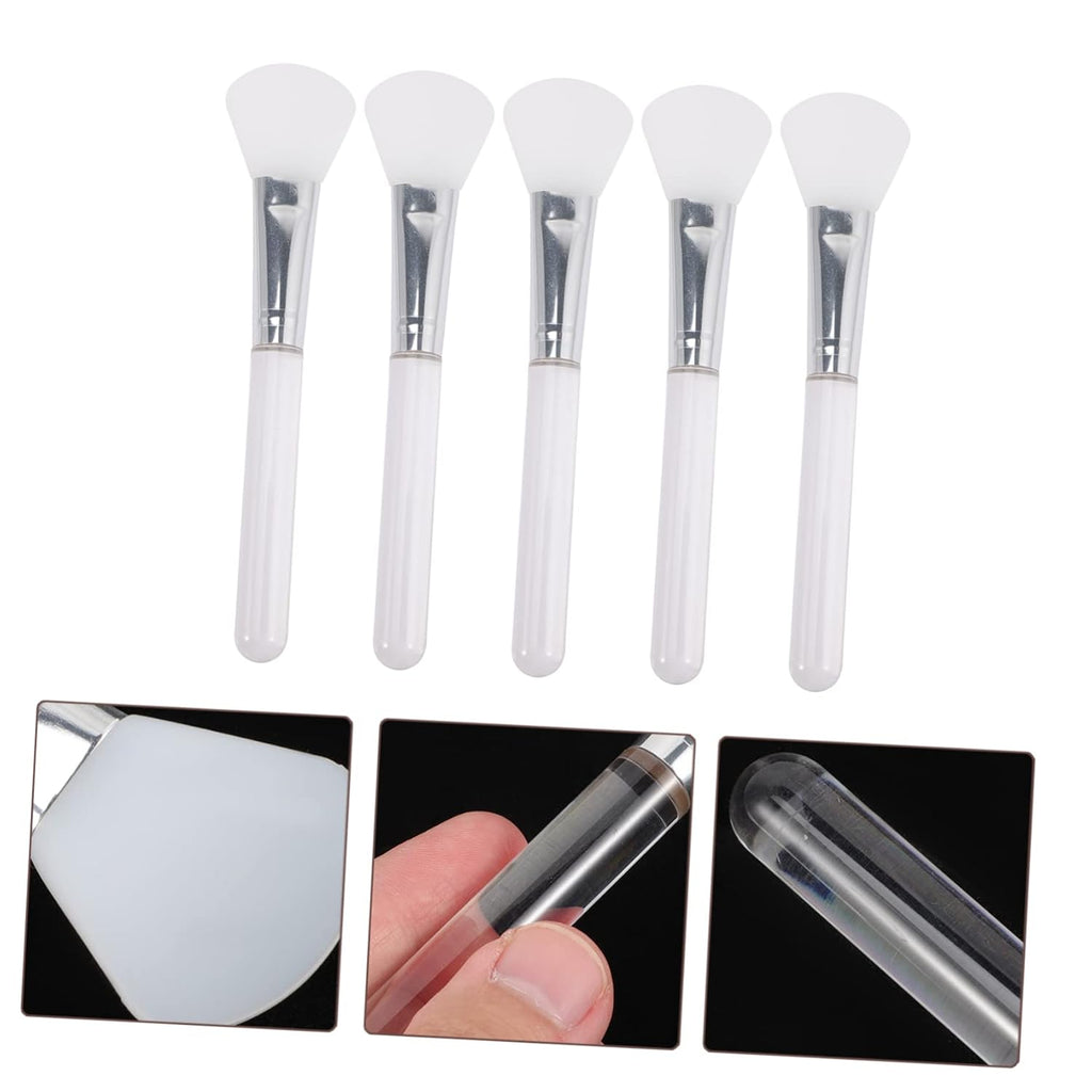 5Pcs Silicone Facial Mask Applicator Transparent Crystal Handle Face Mask Brush for Even Application of Mud Easy to Clean Lightweight and Portable for Skincare