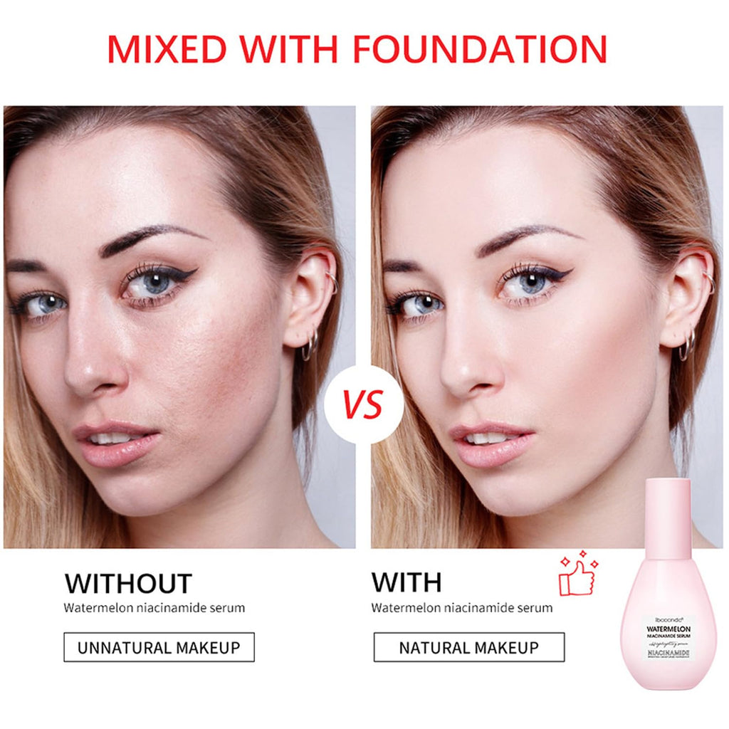 Watermelon Niacinamide Serum for Brightening, Glowing Skin, Improving Skin Smoothness, Lightweight Priming Liquid Highlighter, Foundation Makeup Primer (75Ml)
