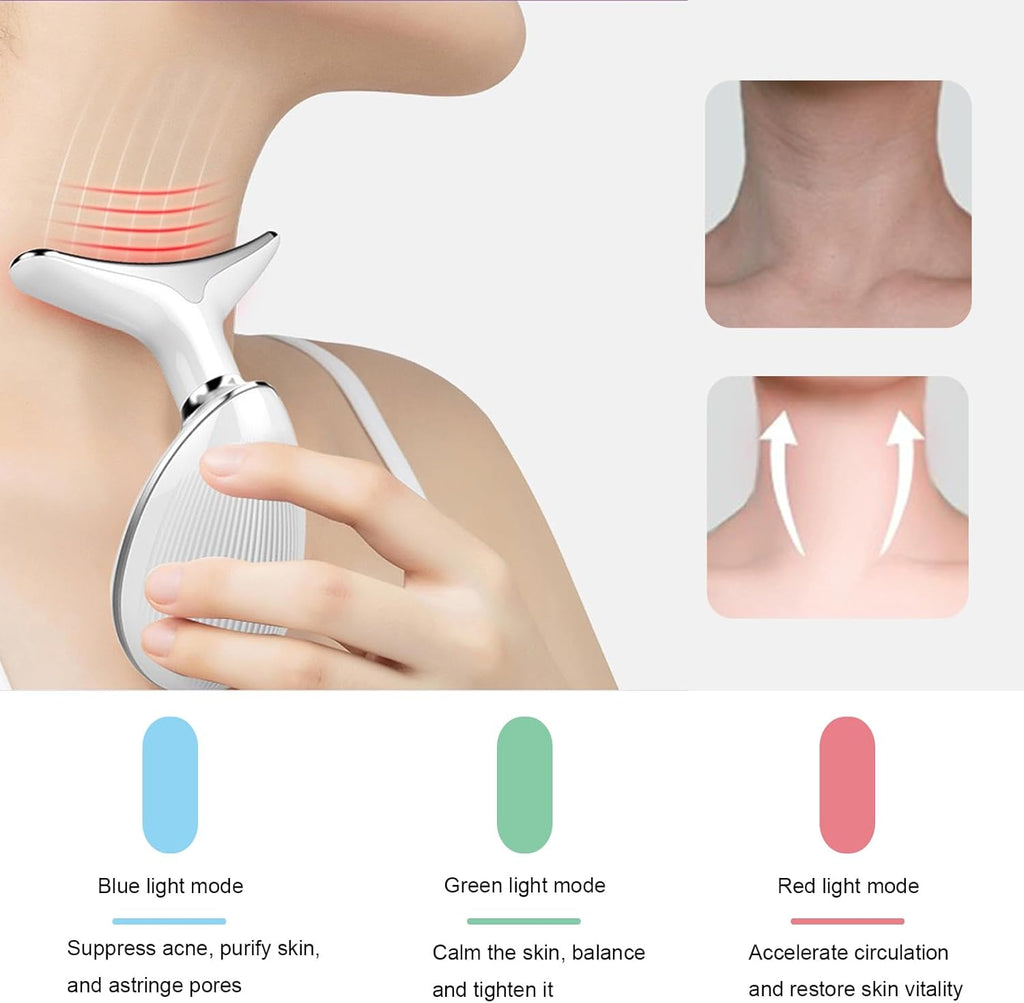 3-In-1 Beauty Device,Facial and Neck Massager,Multifunctional Skin Care Tools, White