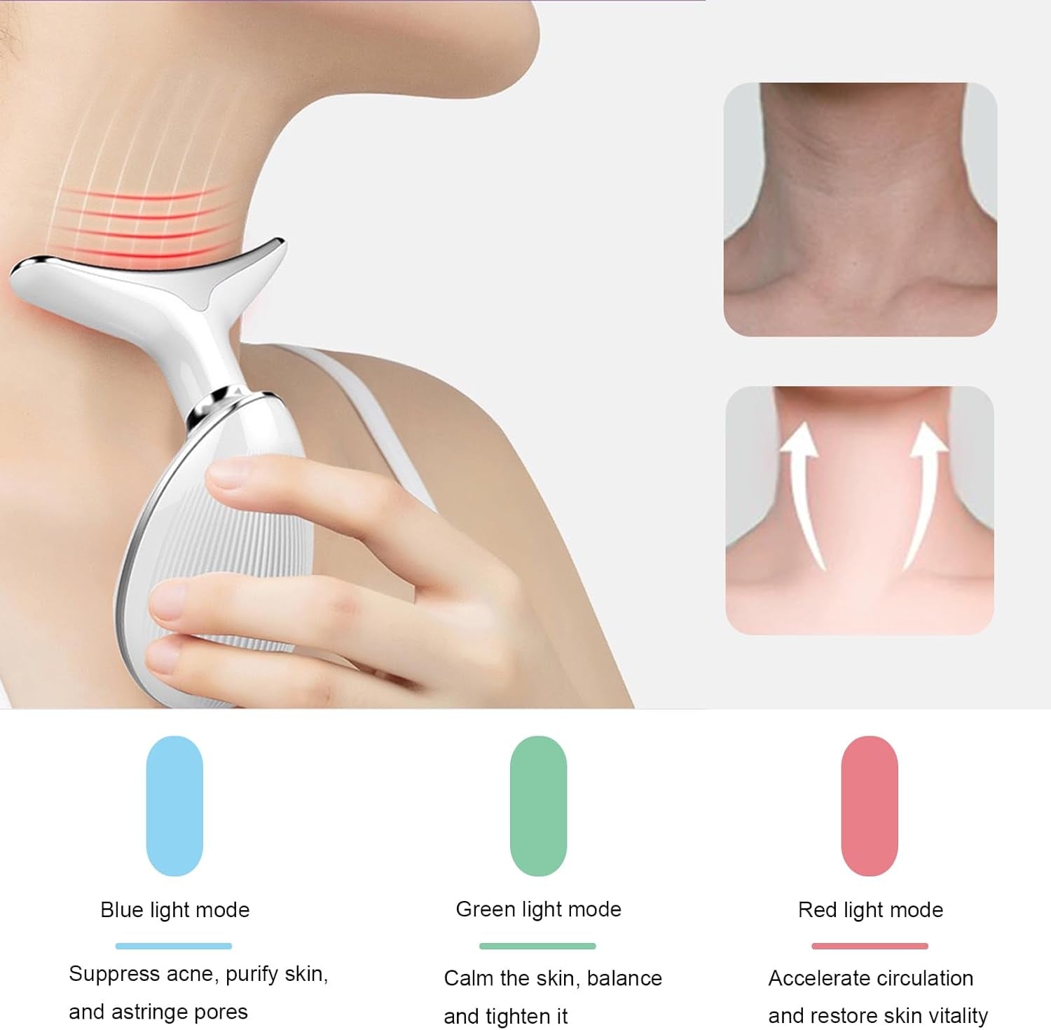 3-In-1 Beauty Device,Facial and Neck Massager,Multifunctional Skin Care Tools, White
